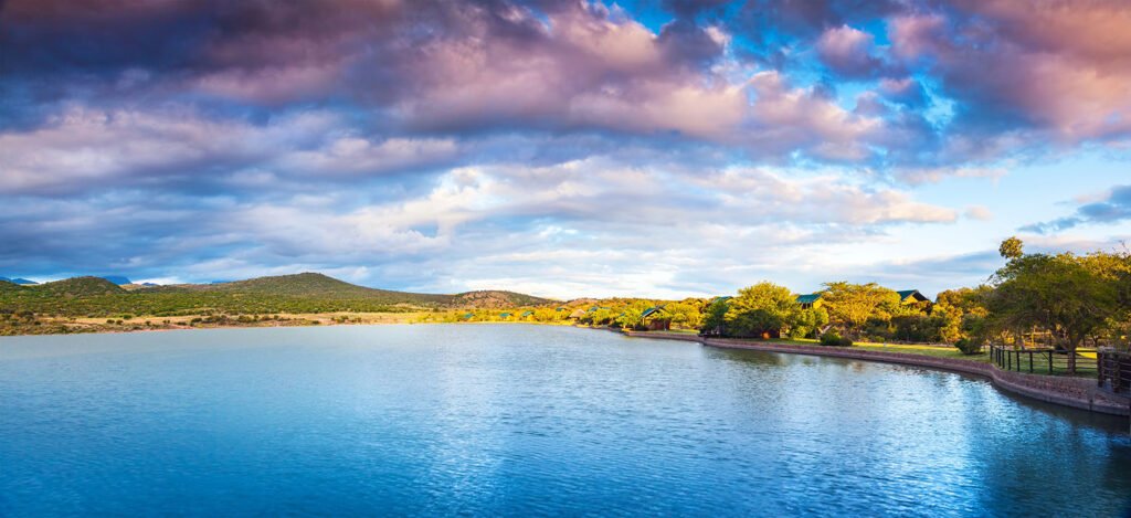 Garden Route, beautiful landscape of a lake and mountains, panoramic view of a famous tourist attraction, amazing nature of South Africa