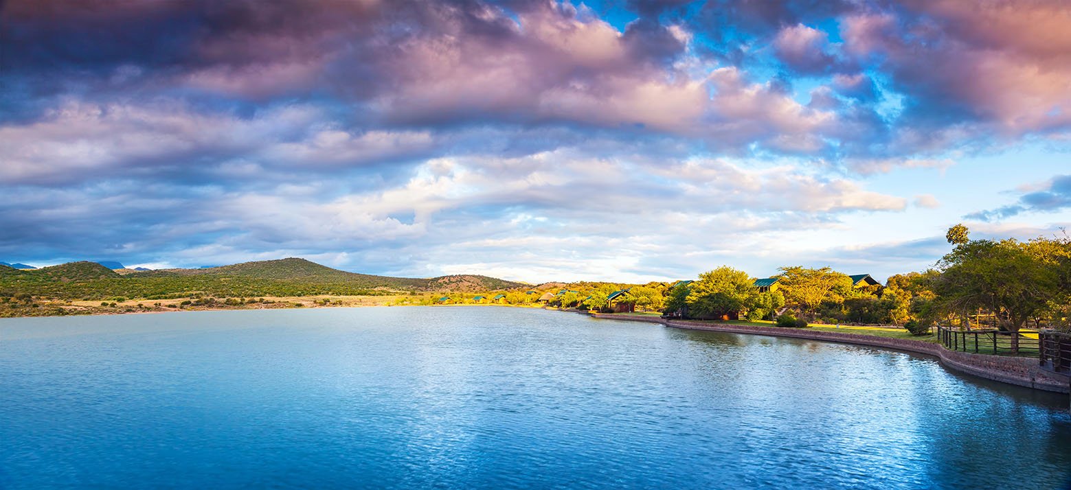 Garden Route, beautiful landscape of a lake and mountains, panoramic view of a famous tourist attraction, amazing nature of South Africa